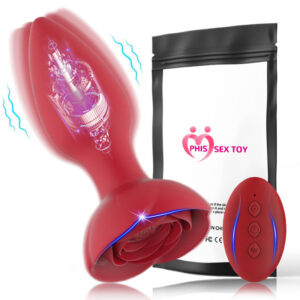Plug anale Rose Plug anale vibrante da cortile in silicone con telecomando
