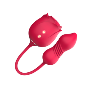 Air Pulse Tapping  Clit Rose Vibrator with Thrusting Dildo